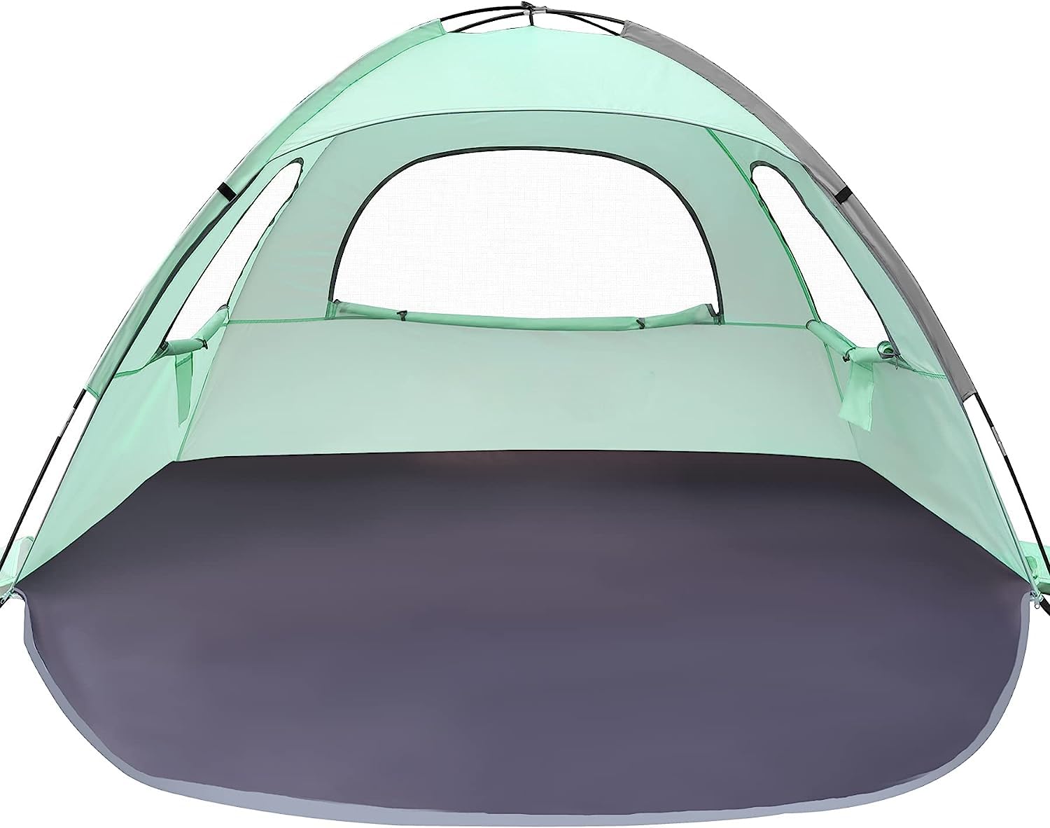 WhiteFang Beach Tent Anti-UV Portable Sun Shade Shelter for 3 Person, Extendable Floor with 3 Ventilating Mesh Windows Plus Carrying Bag, Stakes and Guy Lines (Mint Green)