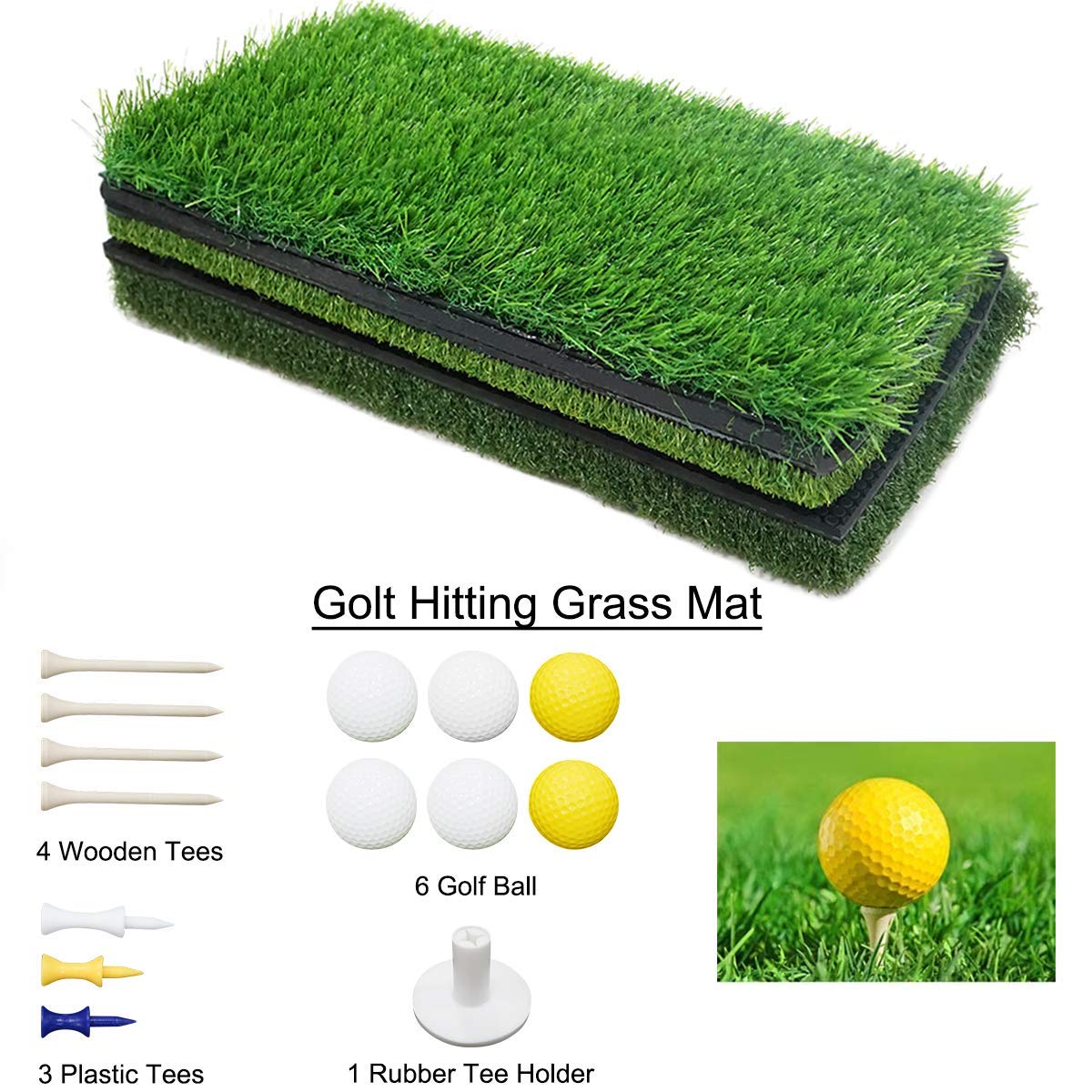 WhiteFang Golf Net Bundle Golf Practice Net 10x7 feet with Golf Chipping Nets Golf Hitting Mat & Golf Balls Packed in Carry Bag for Backyard Driving Indoor Outdoor (4 in 1)