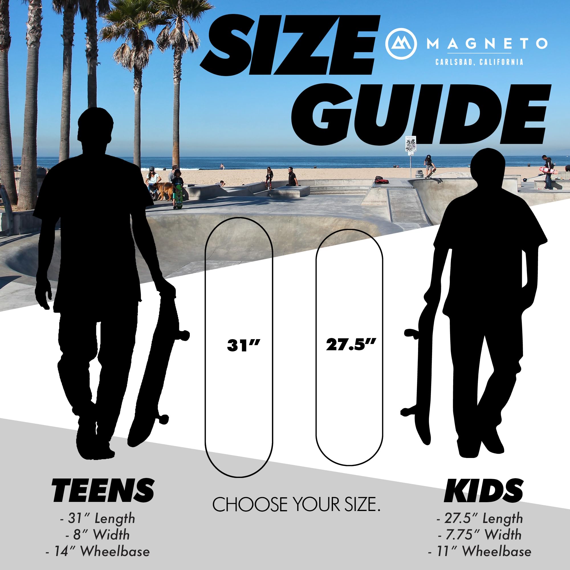 WhiteFang Complete Skateboard | Maple Wood | ABEC 5 Bearings | Double Kick Concave Deck | Kids Skateboard Cruiser Skateboard | Skateboards for Beginners, Teens & Adults (Free Stickers Included)