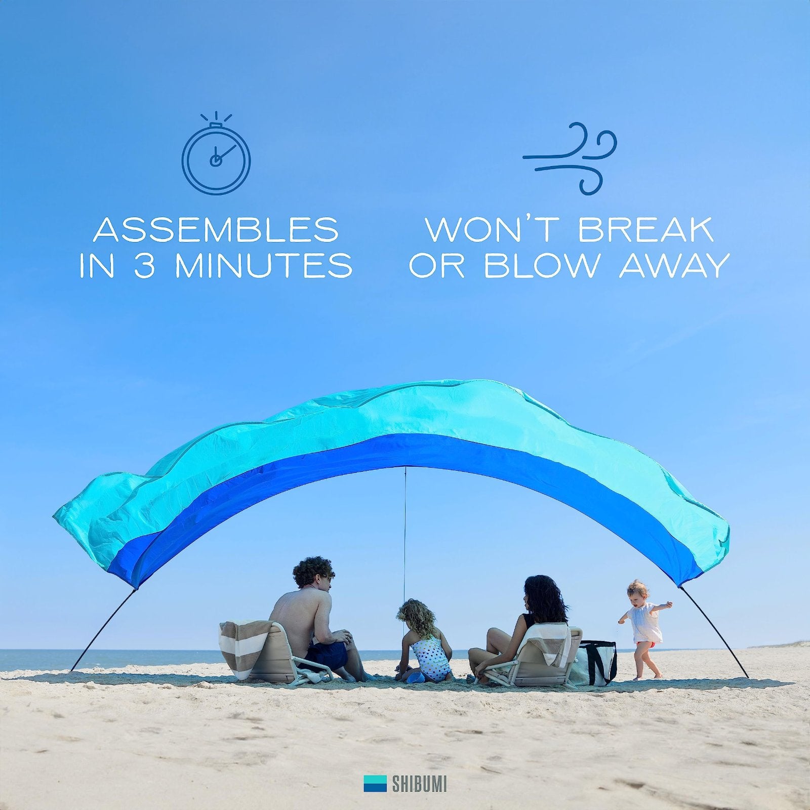 WhiteFang World's Best Beach Shade, The Original Wind-Powered® Beach Canopy, Provides 150 Sq. Ft. of Shade, Compact & Easy to Carry, Sets up in 3 Minutes, Designed in America