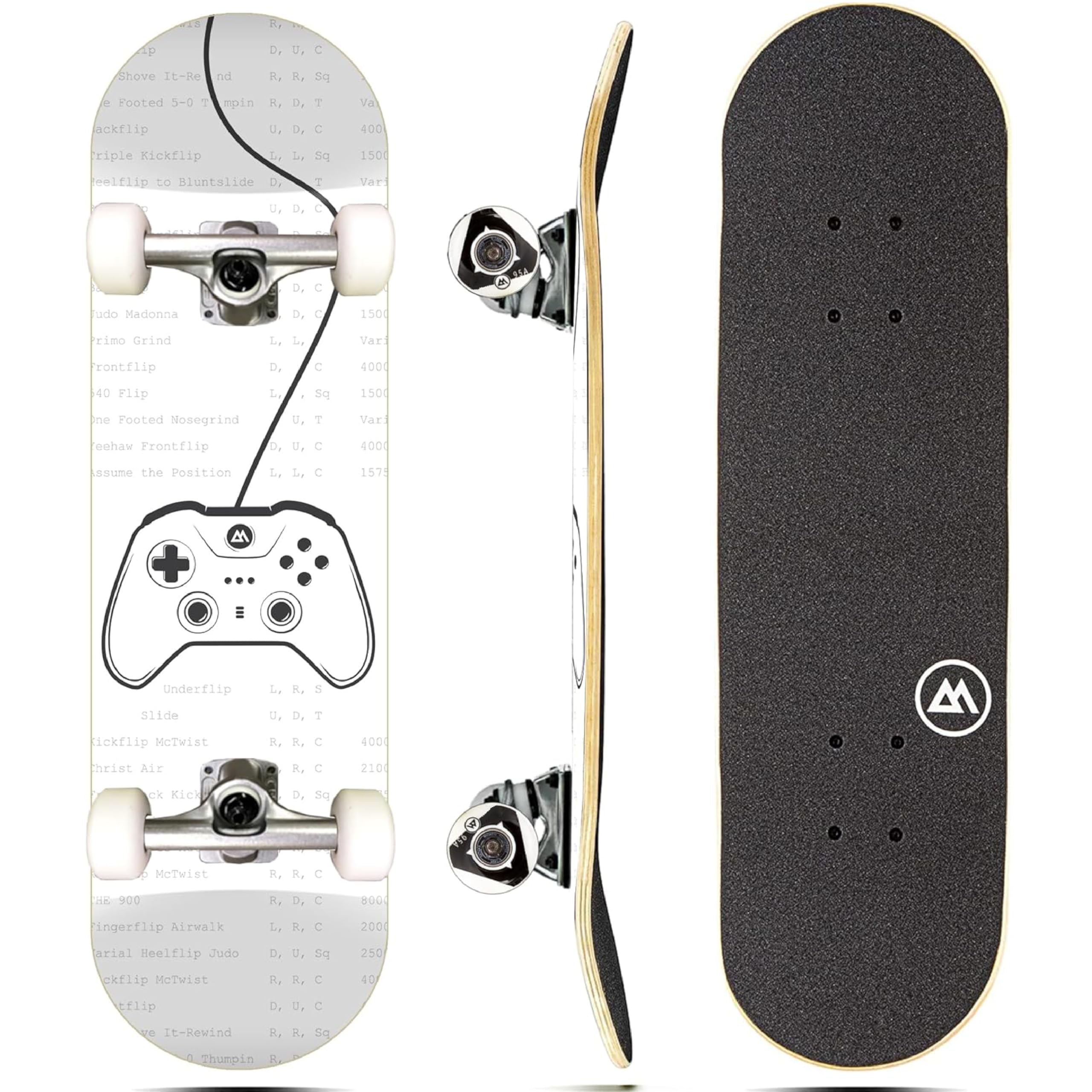 WhiteFang Complete Skateboard | Maple Wood | ABEC 5 Bearings | Double Kick Concave Deck | Kids Skateboard Cruiser Skateboard | Skateboards for Beginners, Teens & Adults (Free Stickers Included)