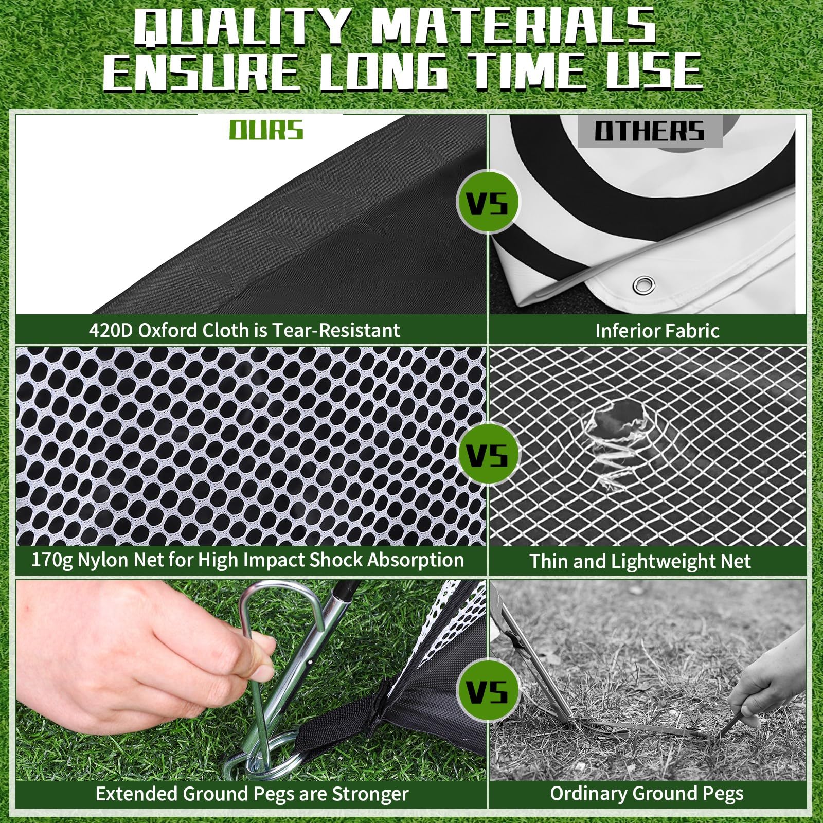 WhiteFang 10x7ft Golf Nets for Backyard Driving Real Golf Balls, Golf Nets for Backyard Golf Driving Nets Golf Practice Net and Mat Golf Hitting Net for Chipping Indoor Outdoor